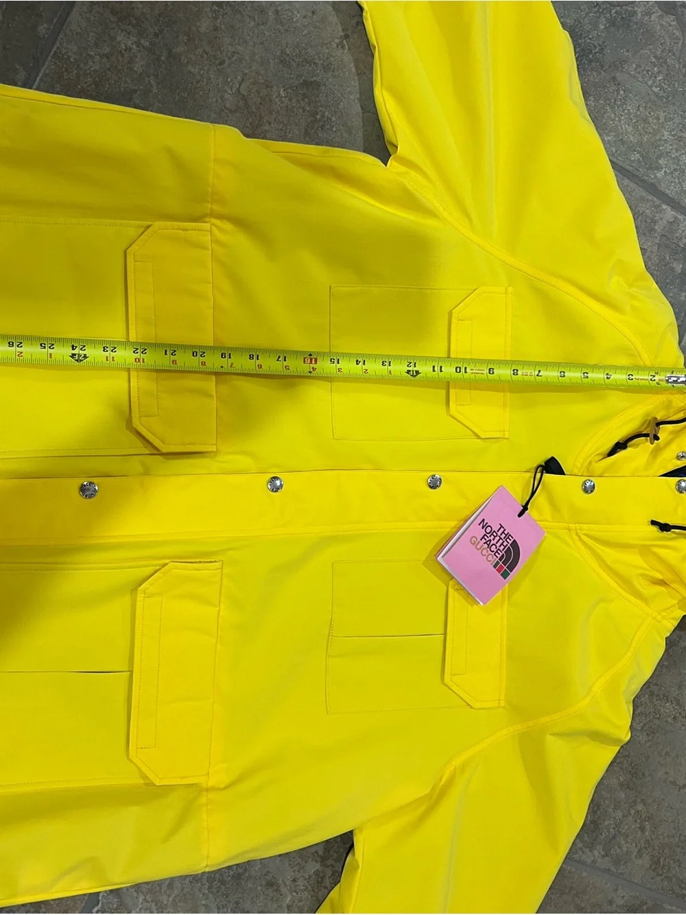 Men's Gucci X Northface techno, hooded rain, jacket size XL